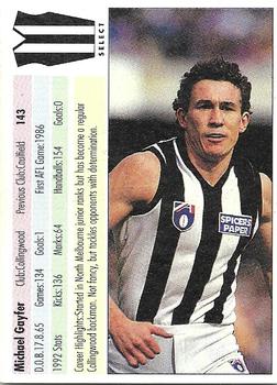 1993 Select AFL #143 Michael Gayfer Back
